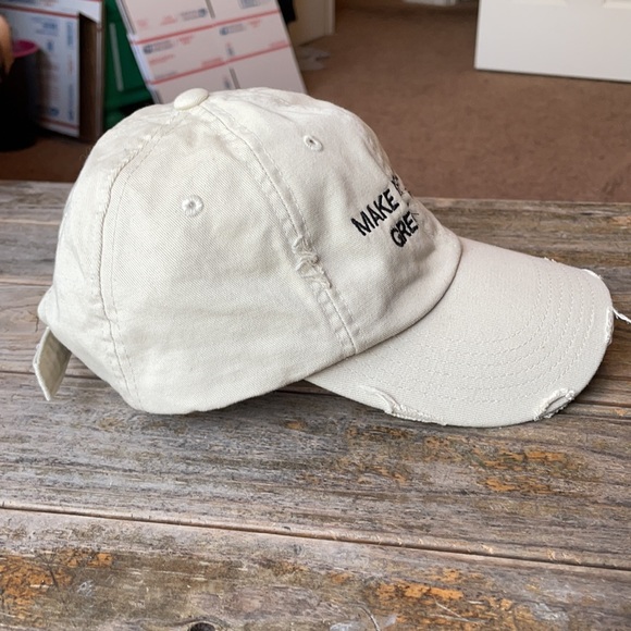 Make Breakfast Great Again Tan Distressed Baseball Hat - Picture 4 of 9